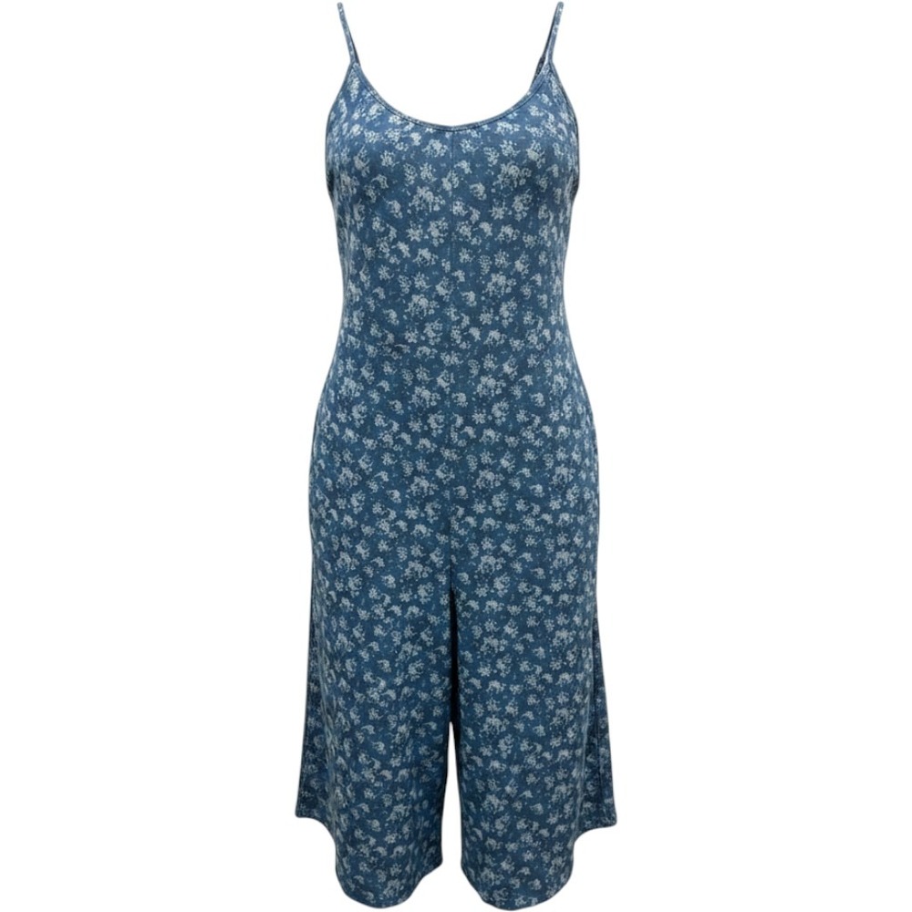 Doe and Rae Blue Floral Spaghetti Strap Wide Leg Jumpsuit Small Boho Cottagecore